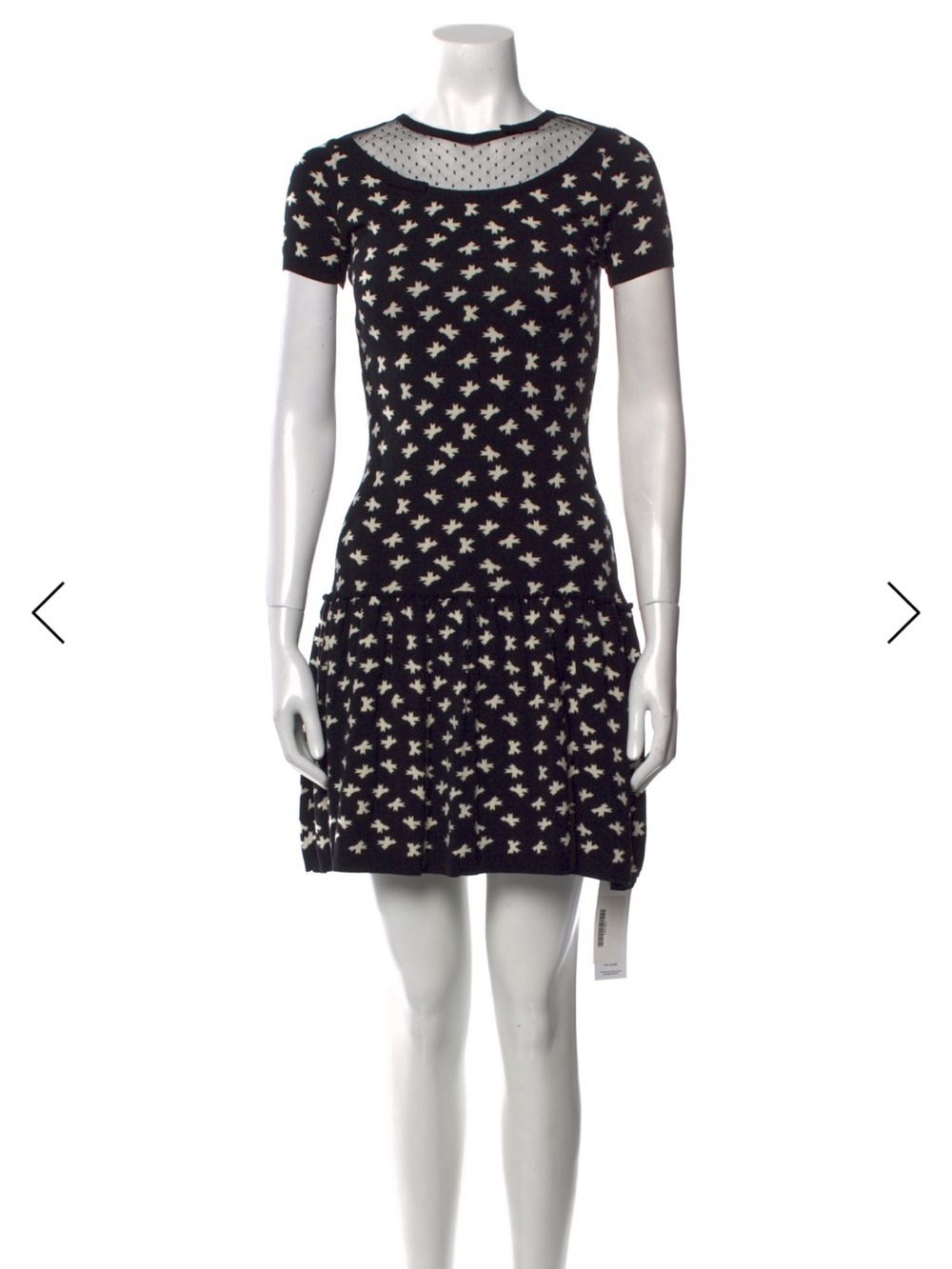 RED Valentino Black Short-Sleeve Printed Drop-Waist Dress